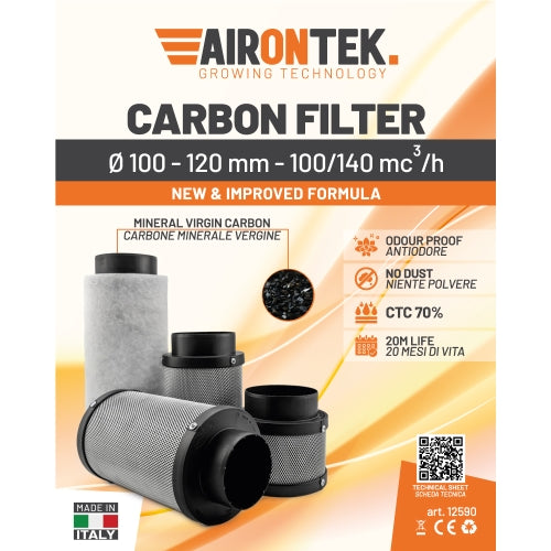 AIRONTEK - CARBON FILTER: 100mm - 140 M3/H