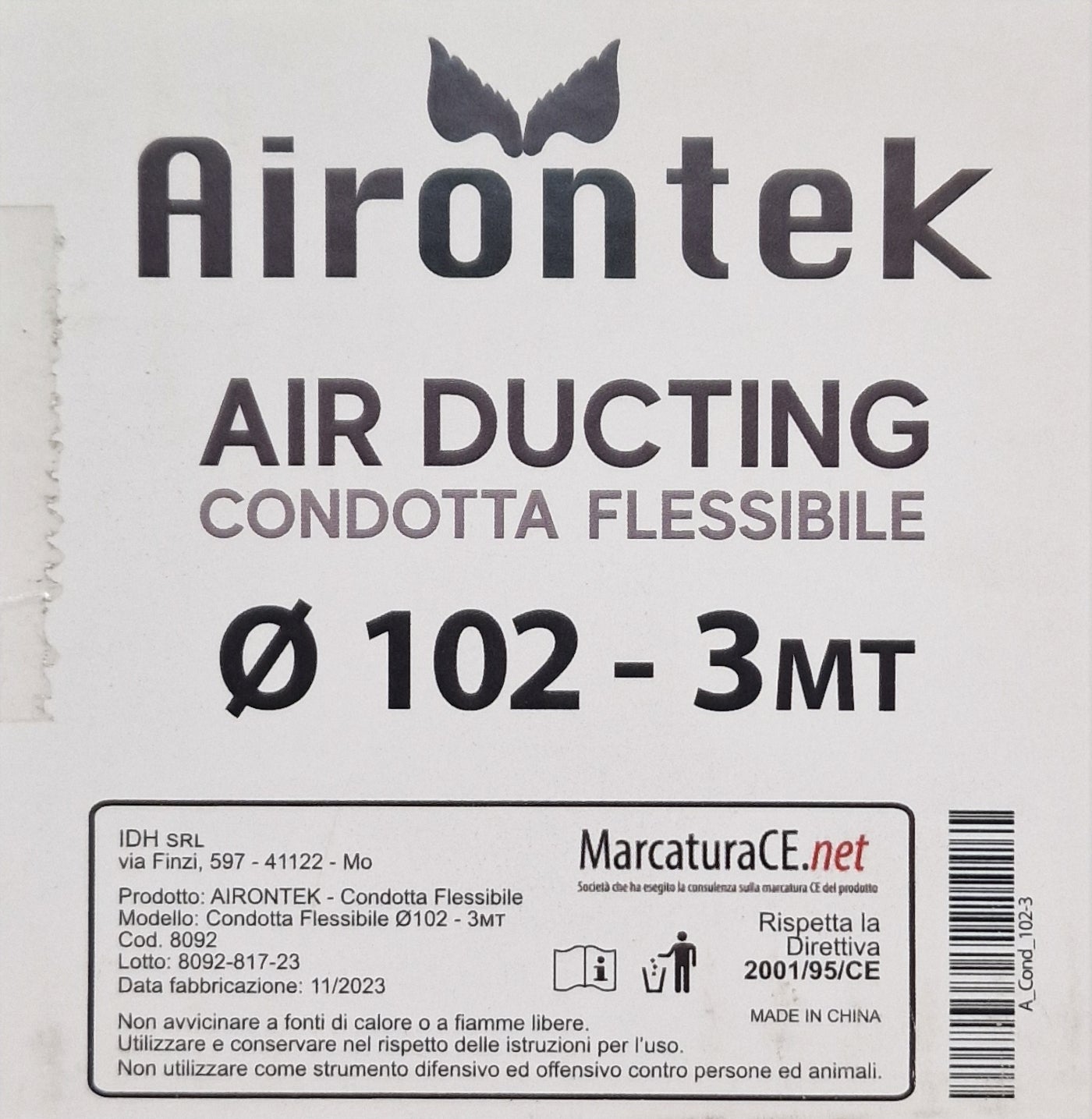 Aluconnect Schlauch 102mm – Airontek 3 Meter für effiziente Belüftung