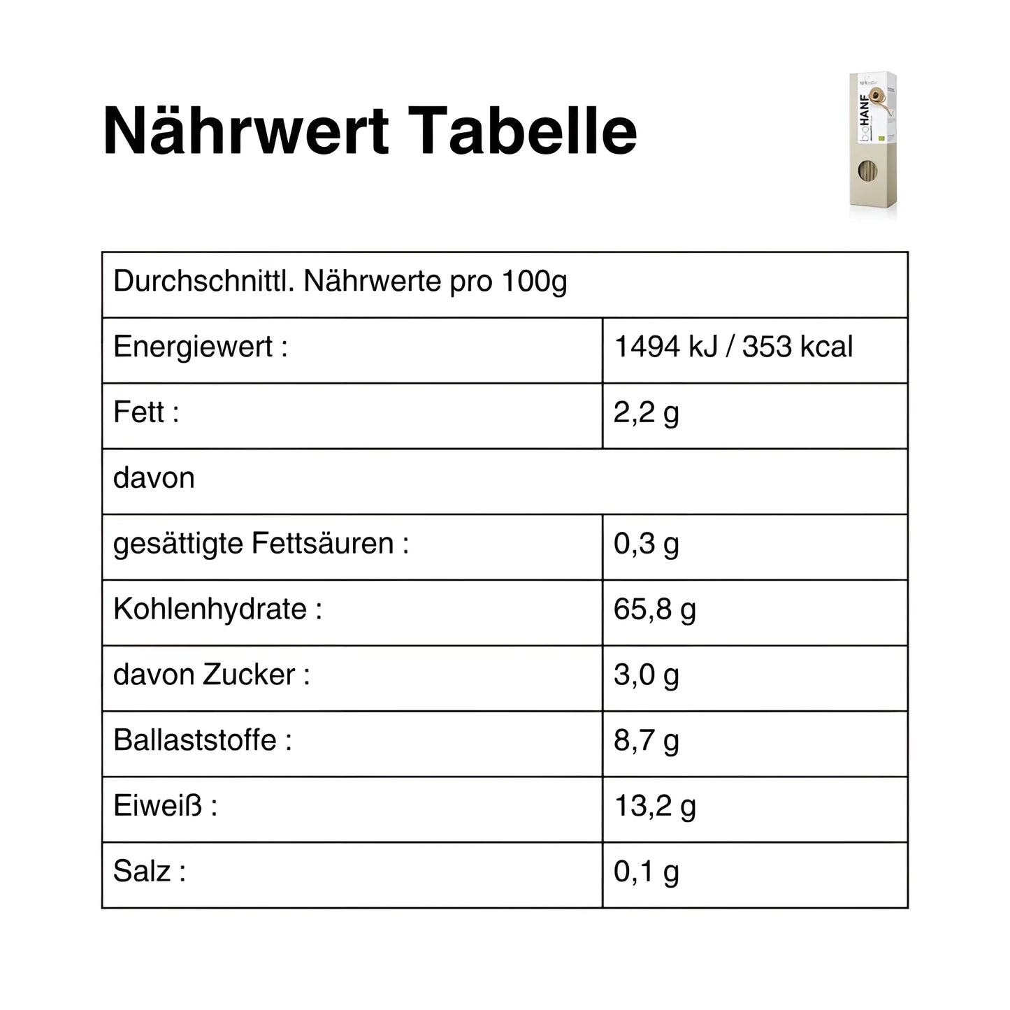 Bio Hanfspaghetti – 250g mit Hanfmehl