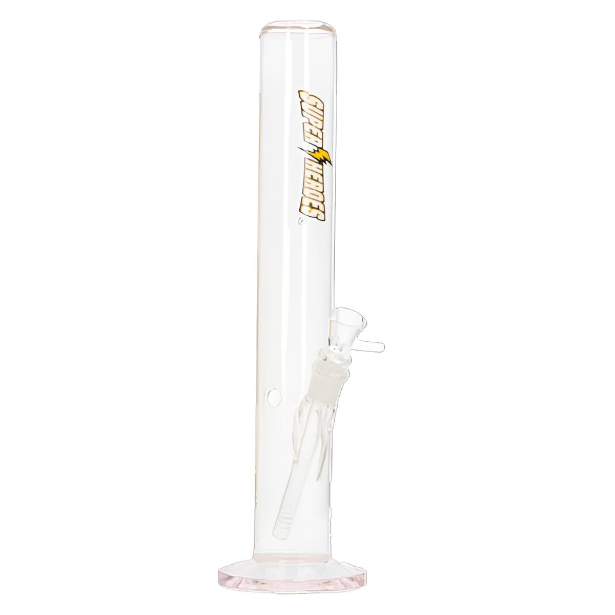 Glasbong „Super Heroes“ Zylinder Transparent/Rosé – 40 cm rosa