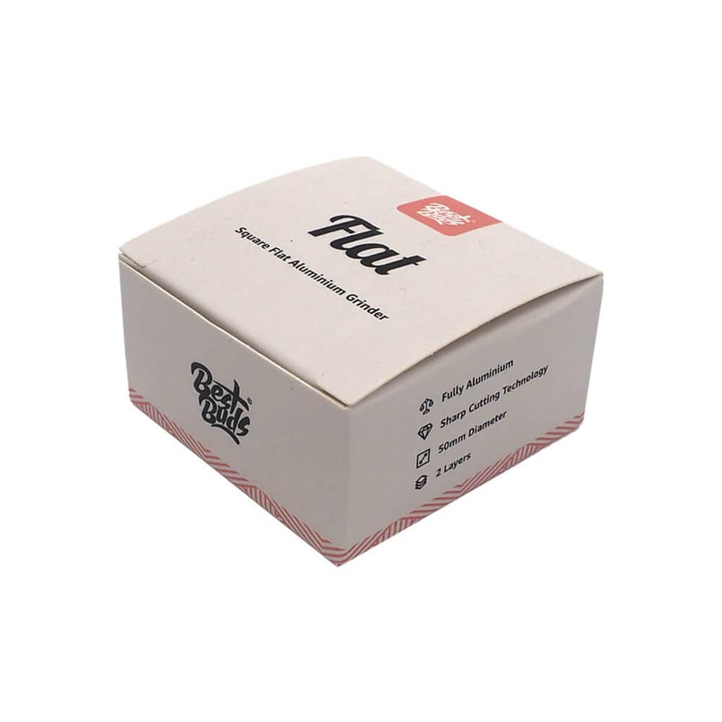 Beste Buds Flamingo Grinder – Flacher Quadratischer Aluminium Grinder, 2-teilig, 50 mm