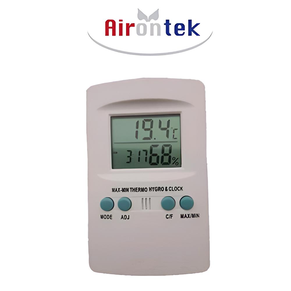 Airontek Thermo-Hygrometer mit Uhr – Präzise Klimaüberwachung für jeden Raum