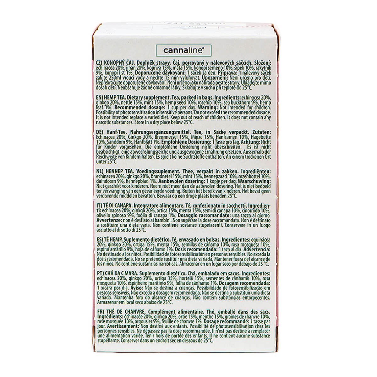 Echinacea (20%), Ginkgo (20%), Nessel (15%), Minze (15%), Hanfsamen (10%), Hagebutte (10%), Sanddorn (9%), Hanfblatt (1%)