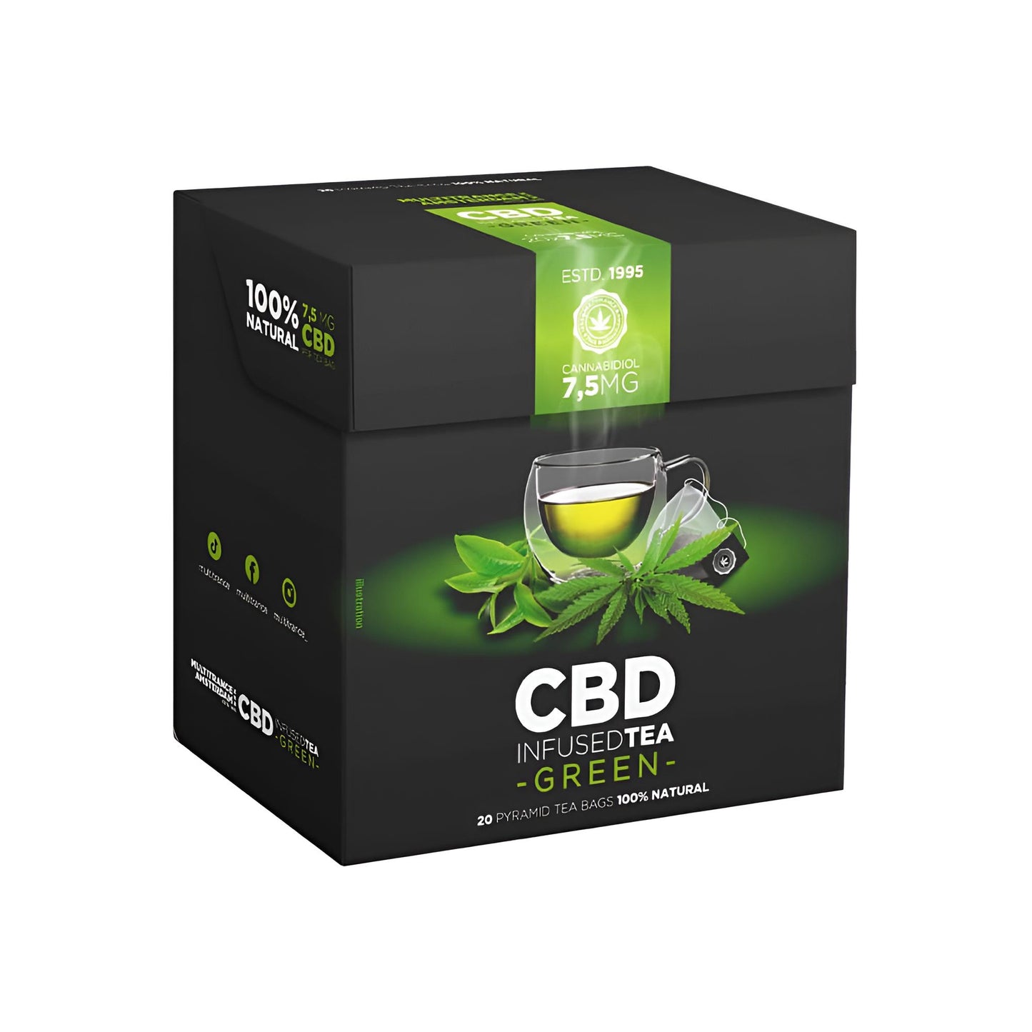 Grüner Tee, Hanfextrakte (7,5mg CBD pro Beutel)
