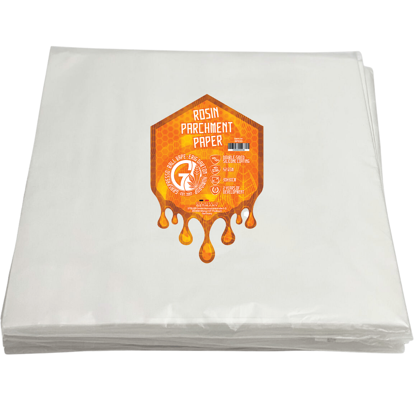 Graveda Rosin Press Parchment Paper 100x 30x30cm – Doppelseitiges Silikonbeschichtetes Pergamentpapier
