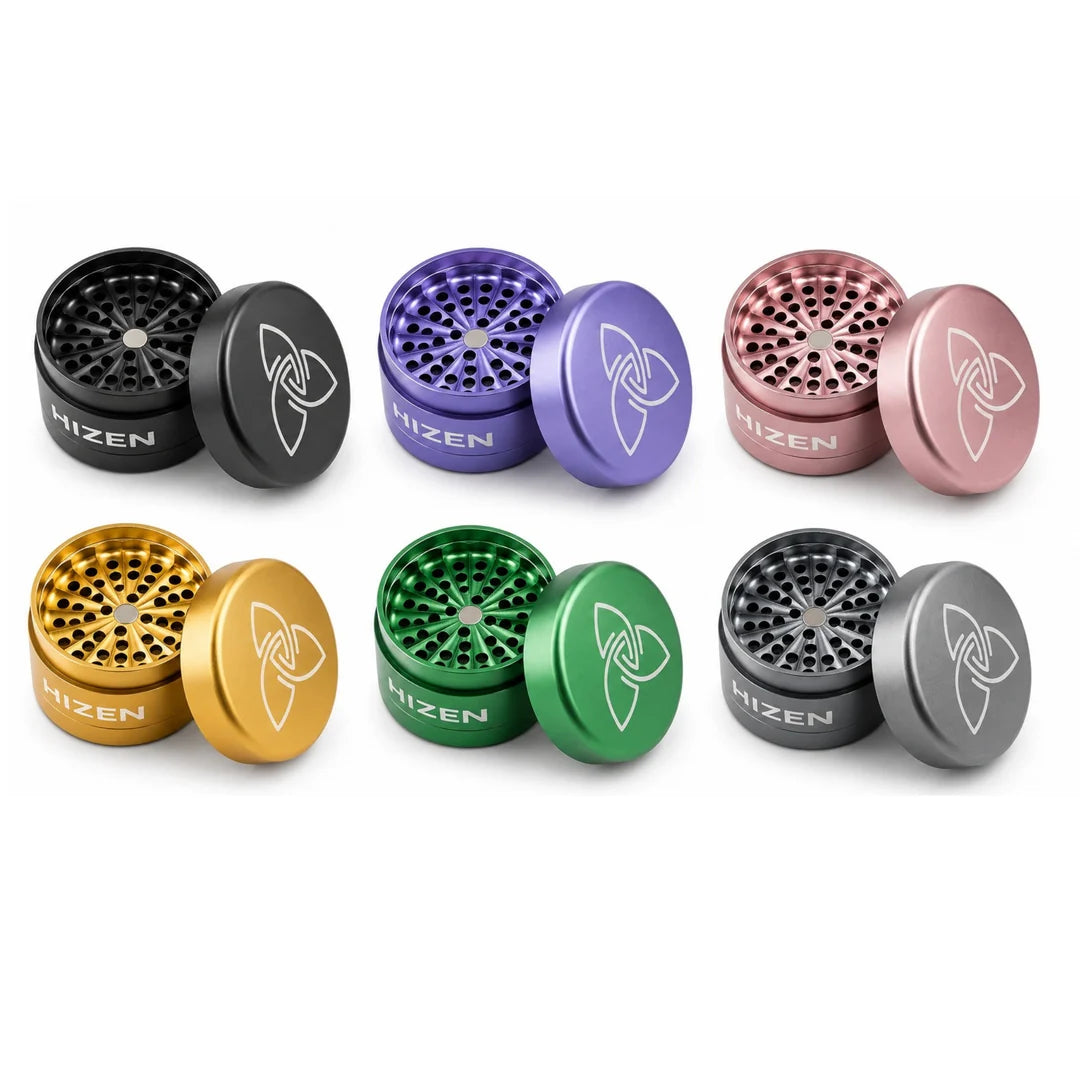 HIZEN Aluminium Grinder ohne Zähne 63 mm – Grau | 4-teilig