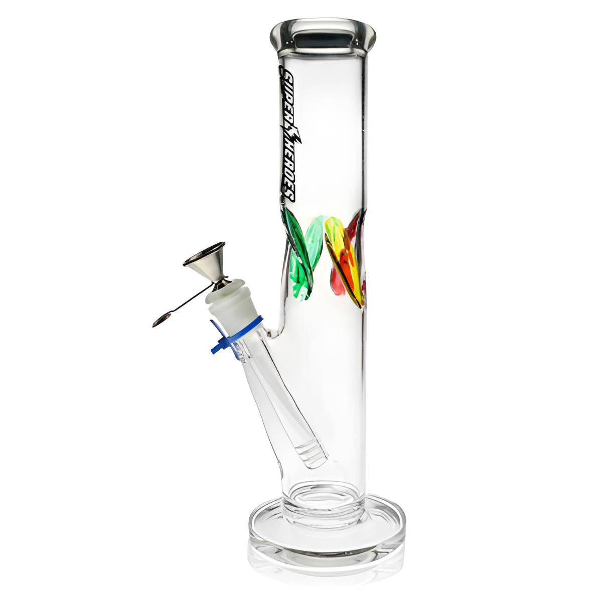 Bong "Super Heroes" – 29,5 cm, Transparent mit Jamaica-Farben