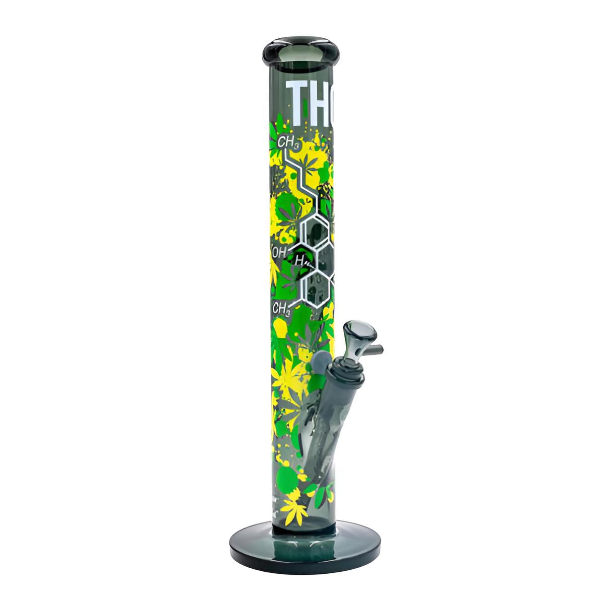 Glasbong „THC Molecule“ Black Leaf – 40 cm