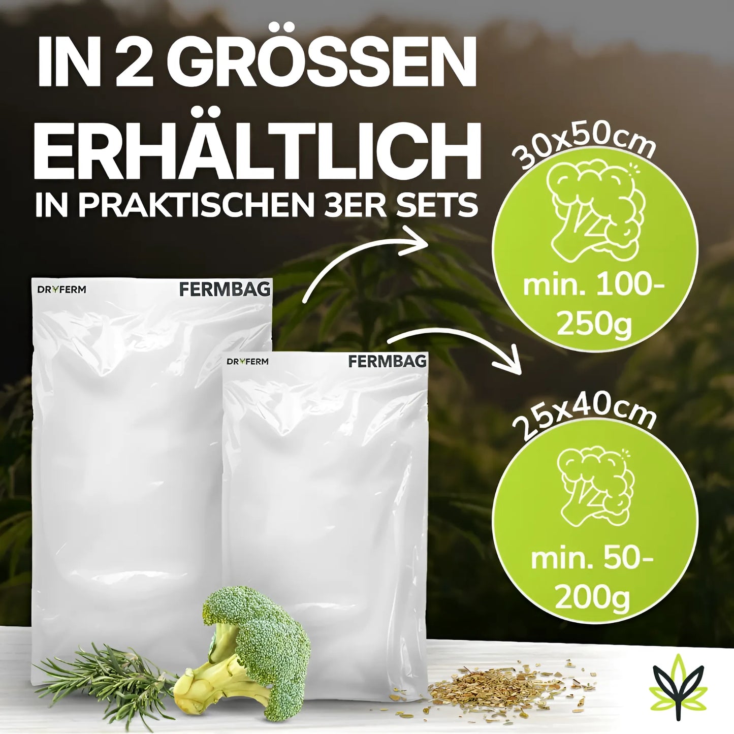 DRYFERM Bag 3er-Set mit Weedmaster – Revolutionärer Trocknungsbeutel für Kräuter