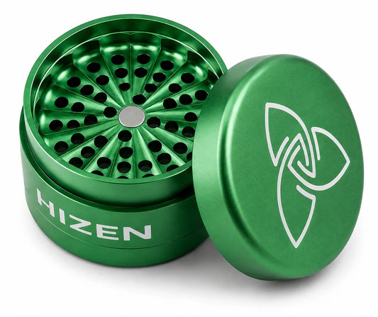 HIZEN Aluminium Grinder ohne Zähne 63 mm – Grün | 4-teilig