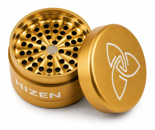 HIZEN Aluminium Grinder ohne Zähne 63 mm – Gold | 4-teilig
