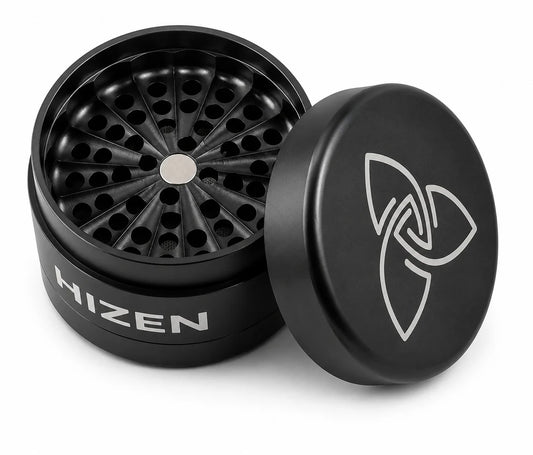 HIZEN Aluminium Grinder ohne Zähne 63 mm – Schwarz | 4-teilig