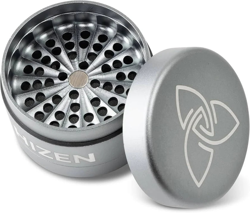 HIZEN Aluminium Grinder ohne Zähne 63 mm – Grau | 4-teilig